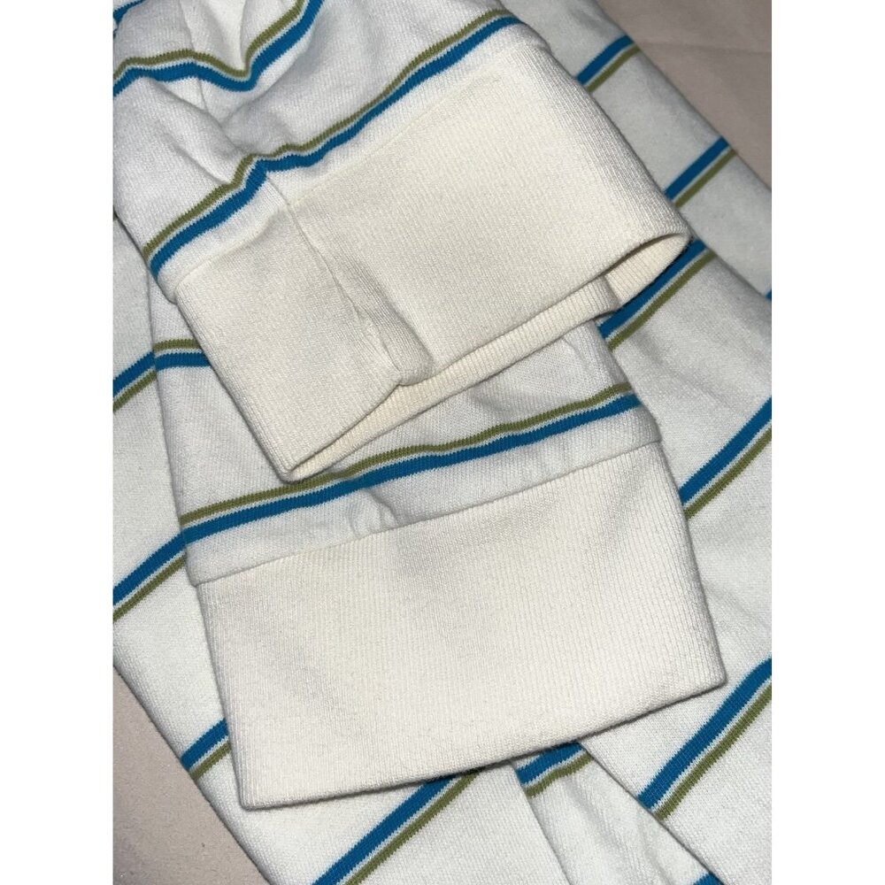 Abercrombie Fitch Polo Shirt Mens Large White Blue Green Pin Stripe Sailboat Tag - Picture 2 of 8
